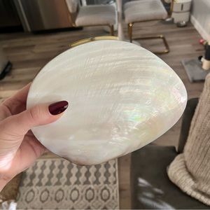 RAFĒ mother of pearl shell clutch